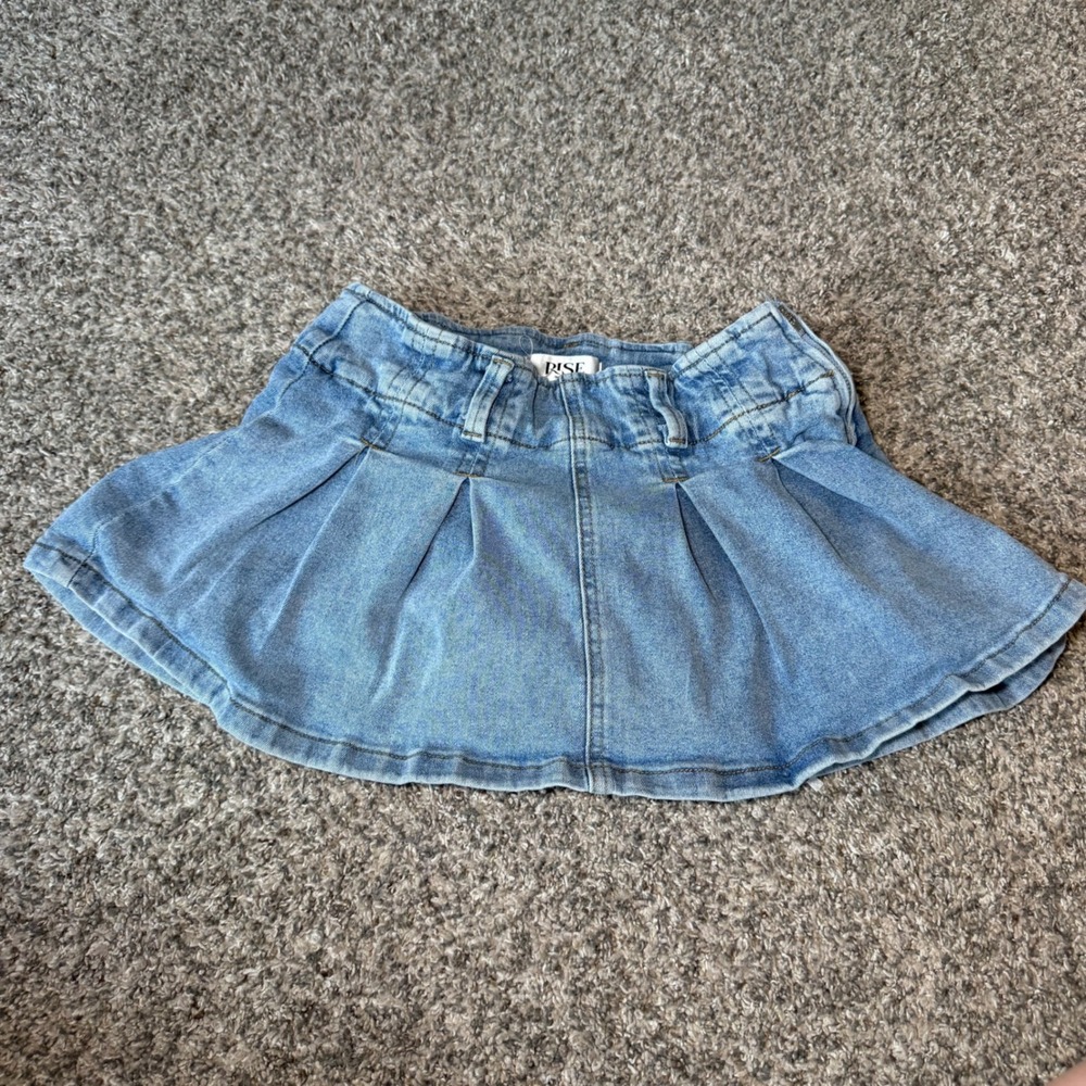 Rise Supply Co Light Wash Pleated Denim Skort Mini Skirt Size 5 RSSR1001-MW-Y412